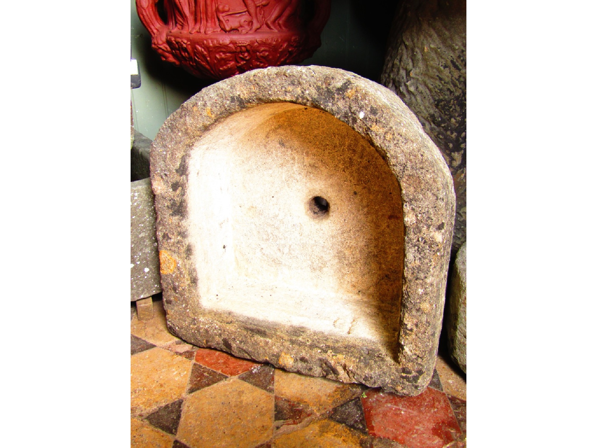 Appraisal: A good limestone D-end trough with central drainage hole cm