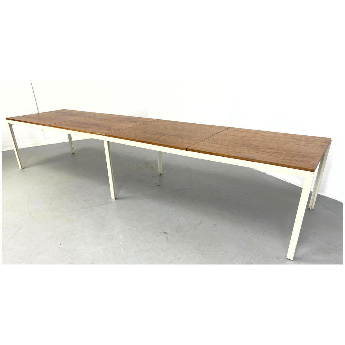 Appraisal: KNOLL steel frame museum bench table Walnut panel top Frame