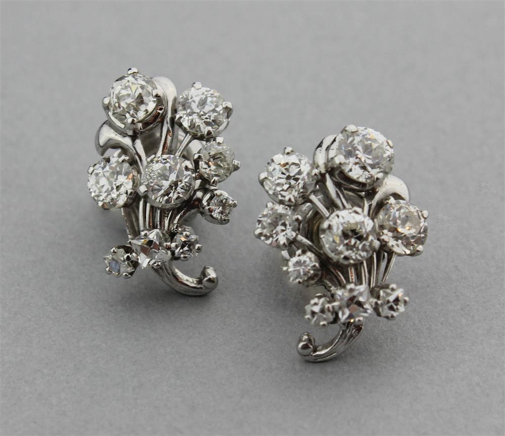 Appraisal: PLATINUM AND WHITE GOLD DIAMOND EARRINGS set with six old