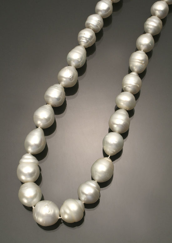 Appraisal: Princess Length Baroque South Sea Pearl Necklace Knotted The single