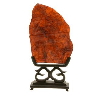 Appraisal: An Amber Carving of a Landscape cm An Amber Carving