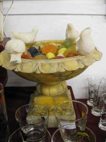 Appraisal: Italian Carved Alabaster Compote birds on sides '' tall