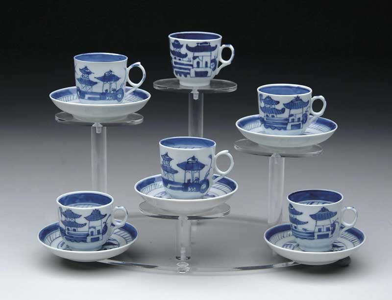 Appraisal: ELEVEN PIECES OF BLUE AND WHITE CANTON Six - h