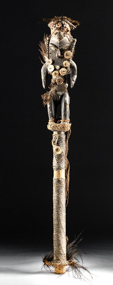 Appraisal: th C Papua New Guinea Bamboo Flute w Wood Stopper