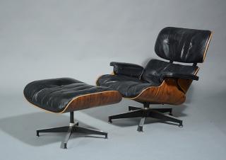 Appraisal: Mid th C Eames Miller Chair Ottoman Mid th C