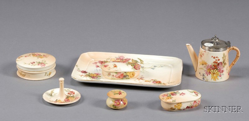 Appraisal: Seven Royal Worcester Porcelain Items England late th early th