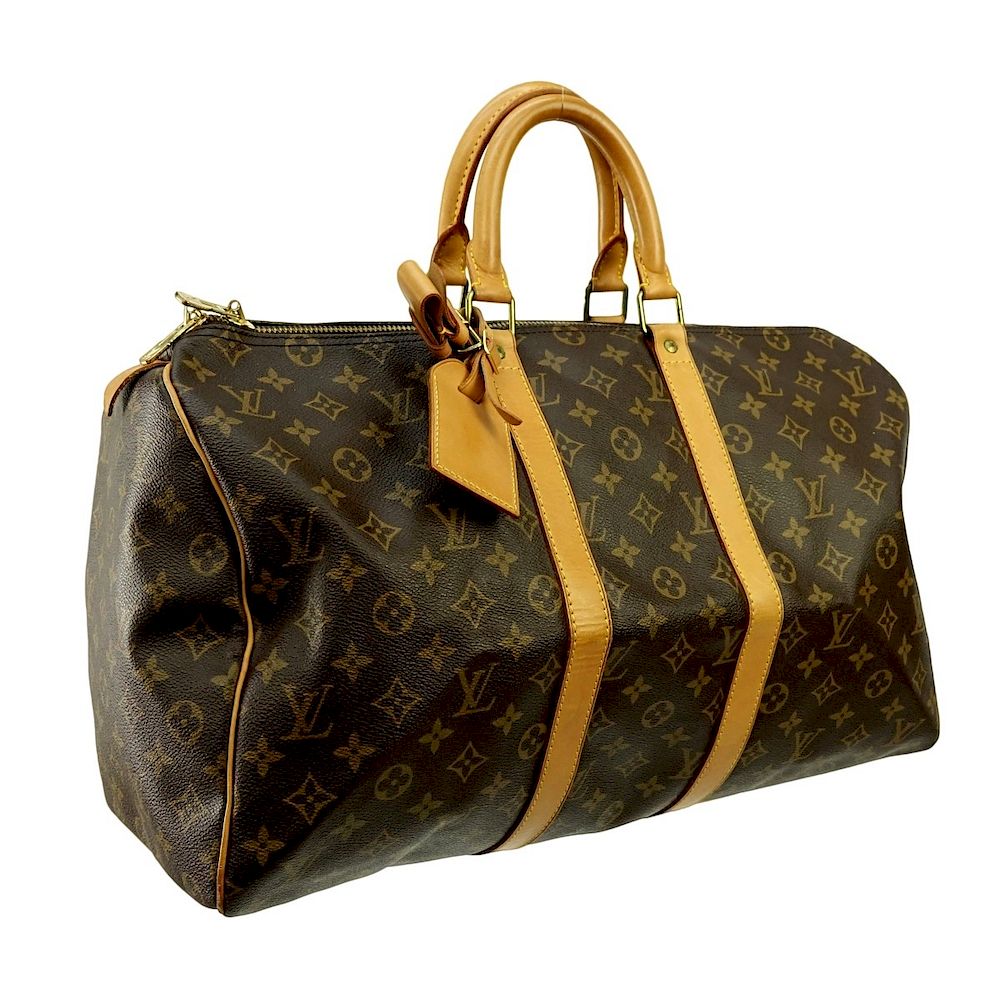 Appraisal: Louis Vuitton Brown Canvas Monogram Keepall Bag Louis Vuitton Brown