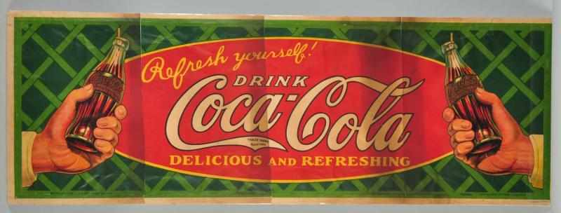 Appraisal: Large Coca-Cola Paper Banner Description Item is very rarely found