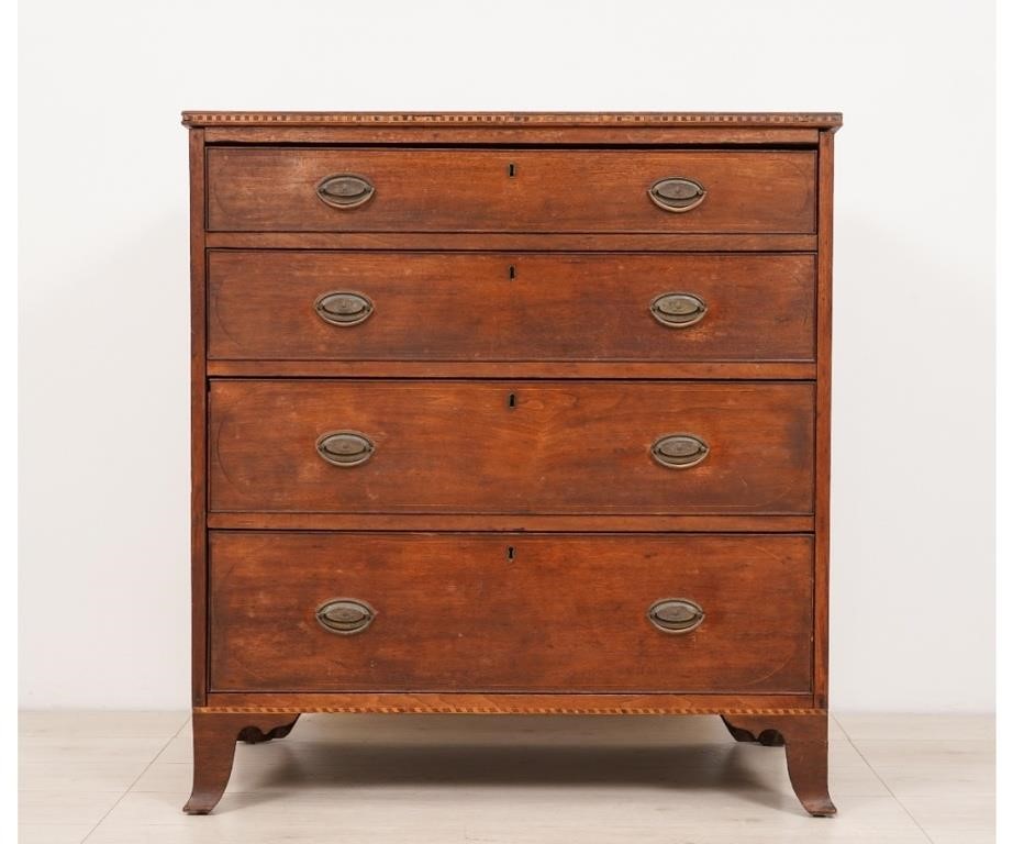 Appraisal: Hepplewhite walnut inlaid chest of drawers circa h x l