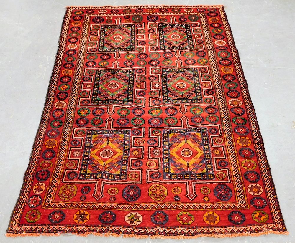 Appraisal: Persian Khorosan Oriental Geometric Carpet Rug Middle East th Century