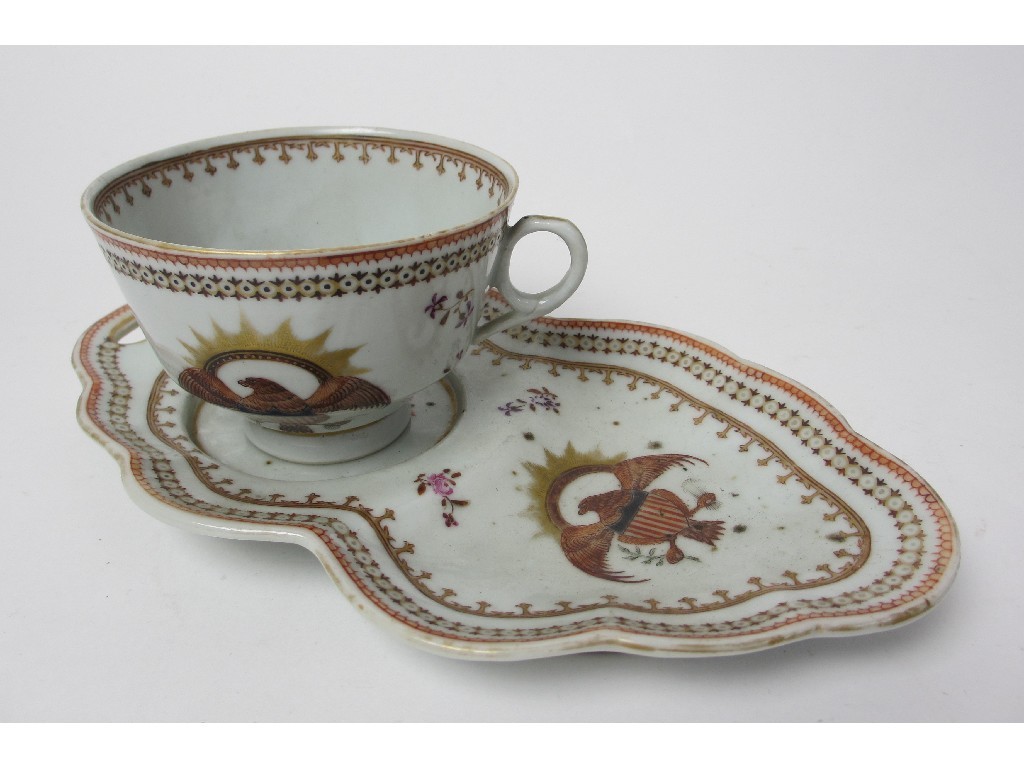 Appraisal: A Chinese export or Samson armorial cup and sandwich saucer