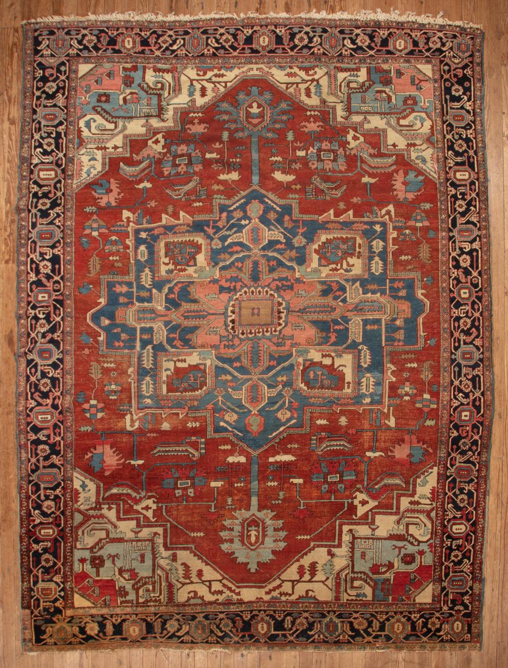 Appraisal: Heriz Carpet Northwest Persia c ft in x ft areas