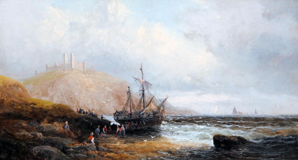 Appraisal: ATTRIBUTED TO WILLIAM ANSLOW THORNLEY - Beach Scene with Moored