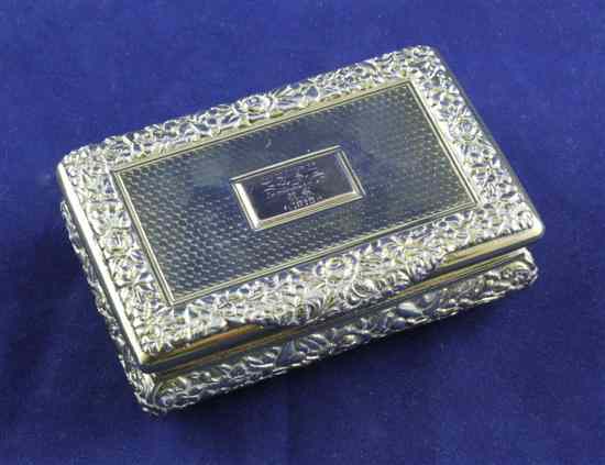 Appraisal: A George IV silver gilt rectangular table snuff box by