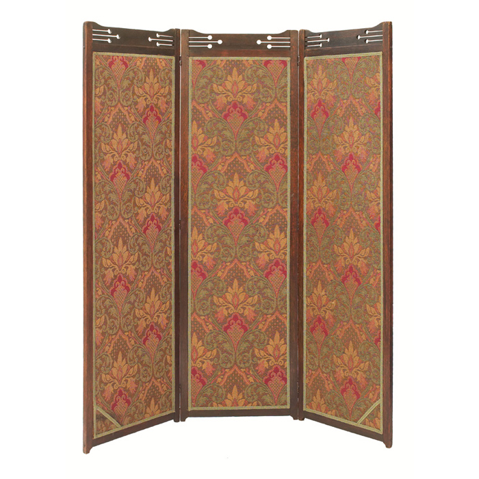 Appraisal: Arts Crafts screen three-panel form with cut-out design at top