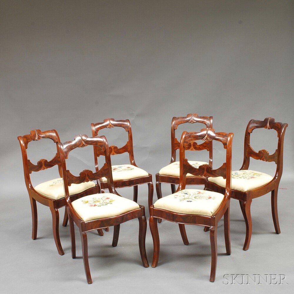 Appraisal: Set of Six Late Federal Mahogany Side Chairs America c