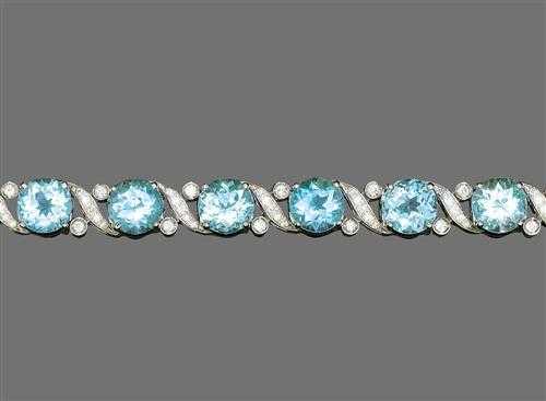 Appraisal: TOPAZ AND BRILLIANT-CUT DIAMOND BRACELET White gold Attractive bracelet of