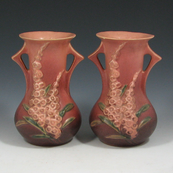 Appraisal: Roseville Foxglove - Vases Two Pair of Roseville Foxglove vases