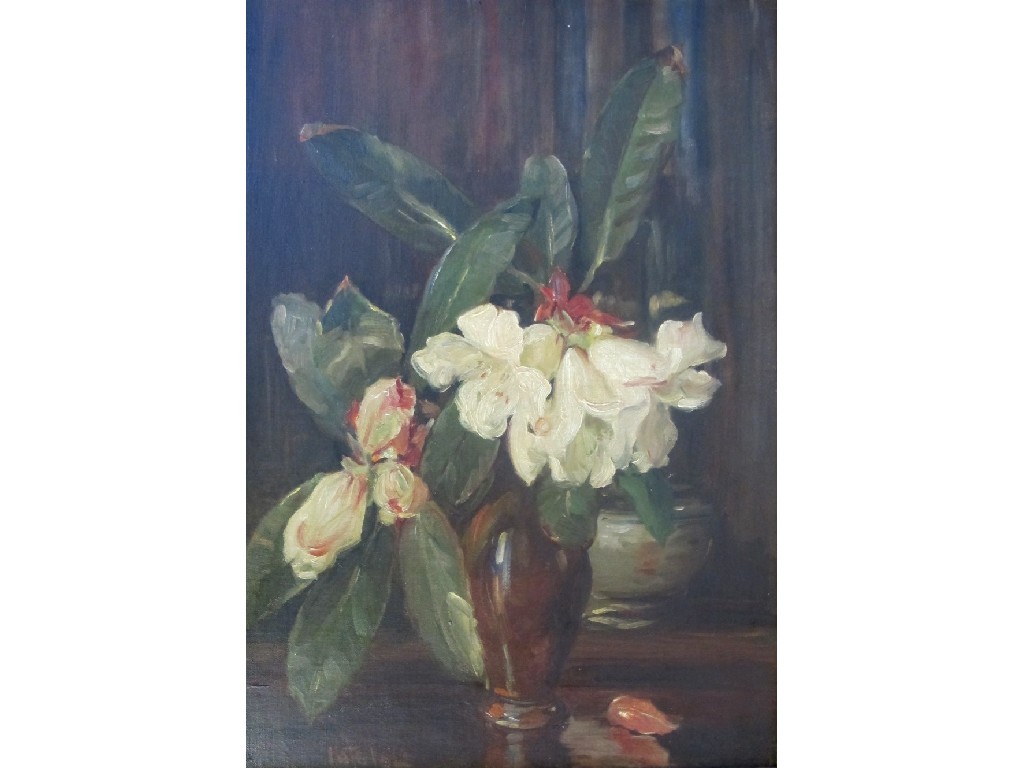 Appraisal: KATE WYLIE - FLOWERS IN A VASE Oil on board