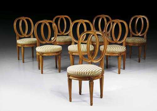 Appraisal: SET OF BREZEL CHAIRS Louis XVI Switzerland circa Fluted and