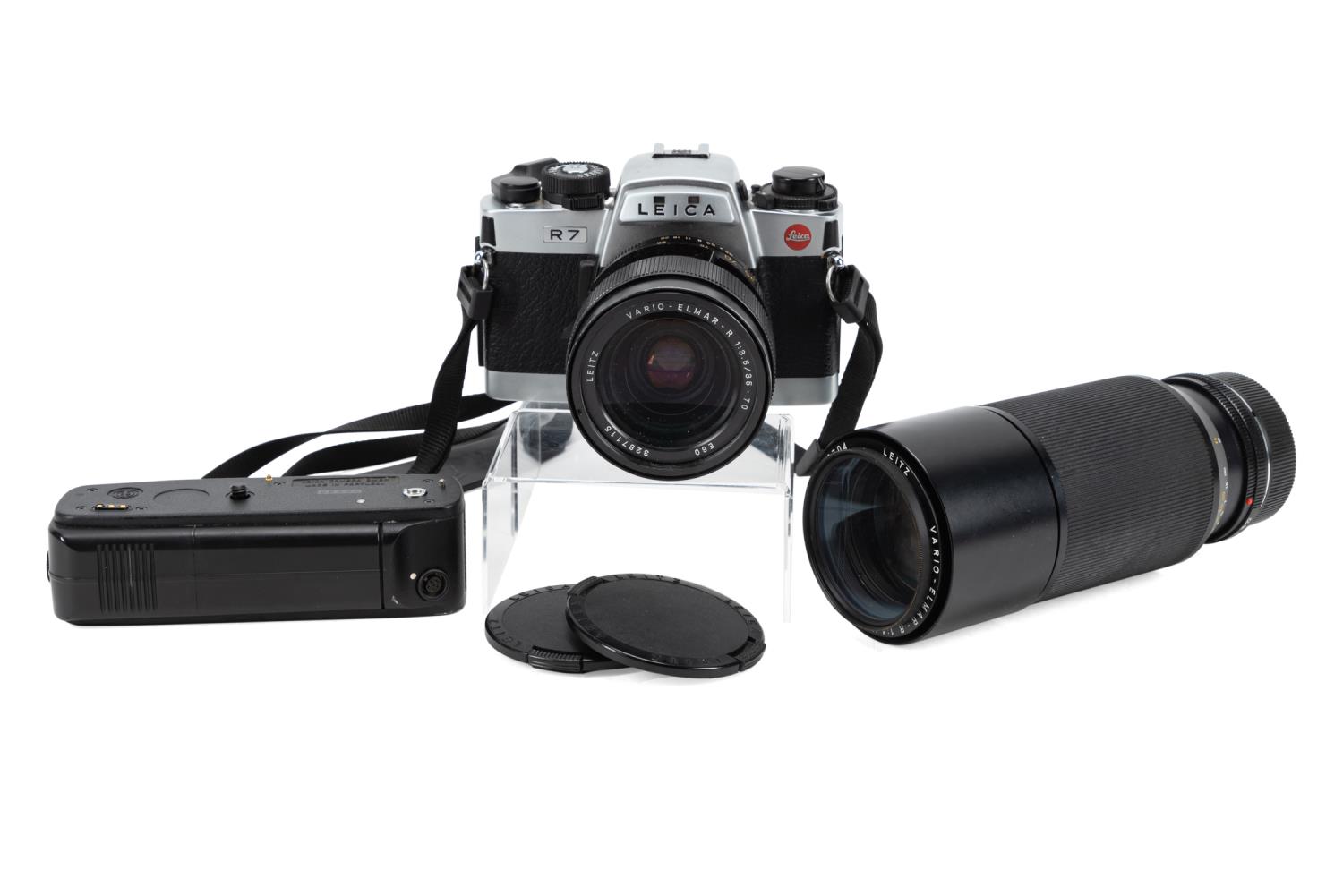 Appraisal: PCS LEICA R CAMERA W LENSES AND BATTERY GRIP Four