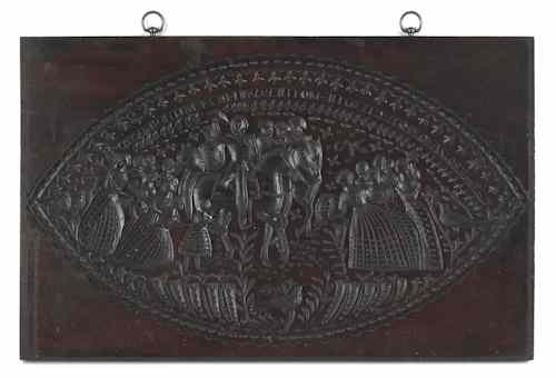 Appraisal: Large carved mahogany cakeboard attributed to John Conger th c