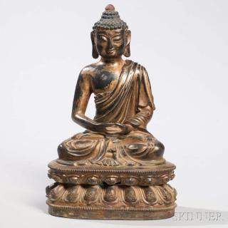 Appraisal: Gilt-bronze Figure of Buddha Gilt-bronze Figure of Buddha China th