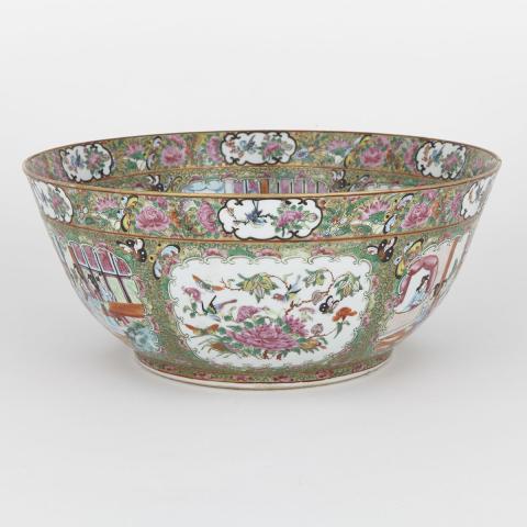 Appraisal: Chinese Canton Porcelain Large Punch Bowl late th century painted