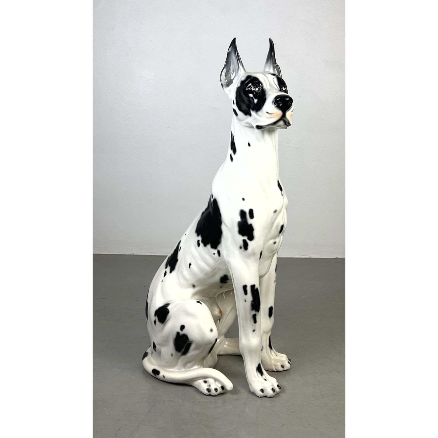 Appraisal: Large Glazed Pottery Great Dane Sculpture Seated Dog Hollow Cast