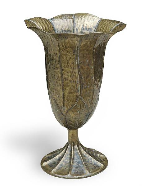 Appraisal: An Italian brass washed hammered copper vase circa attributed to