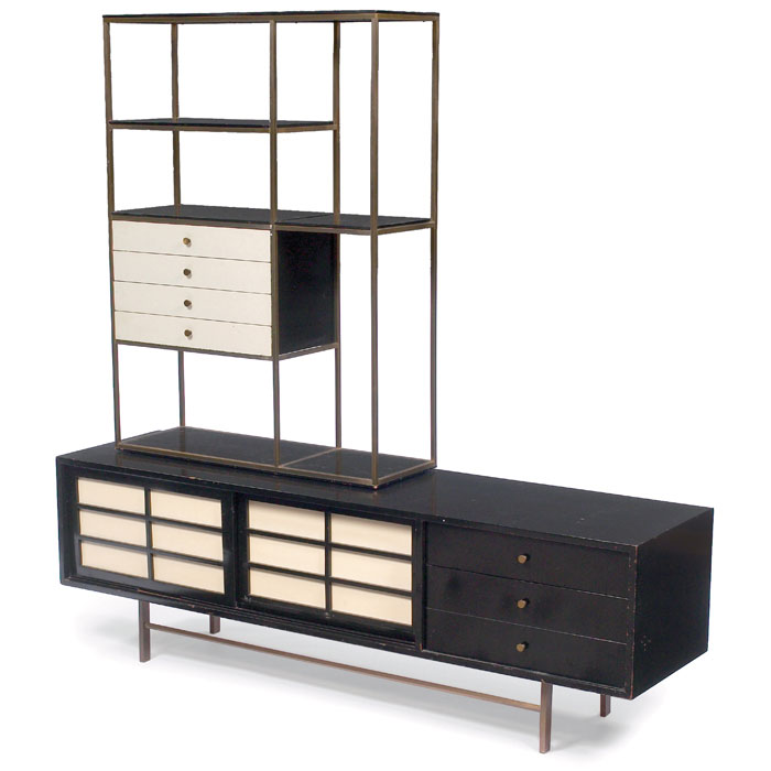 Appraisal: Paul McCobb wall unit attribution lower cabinet with two drawers