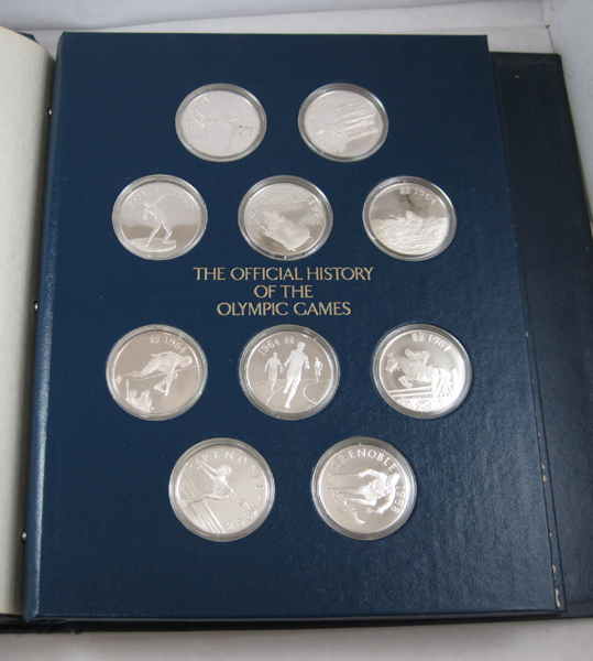 Appraisal: STERLING SILVER COMMEMORATIVE MEDALLION SET in the original album The