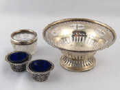 Appraisal: Mixed silver A bonbon dish with pierced bowl and beaded