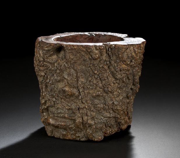 Appraisal: Chinese Rootwood Brush Pot th century of large size following