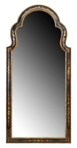 Appraisal: Chinoiserie black lacquer and parcel gilt wood mirror th c