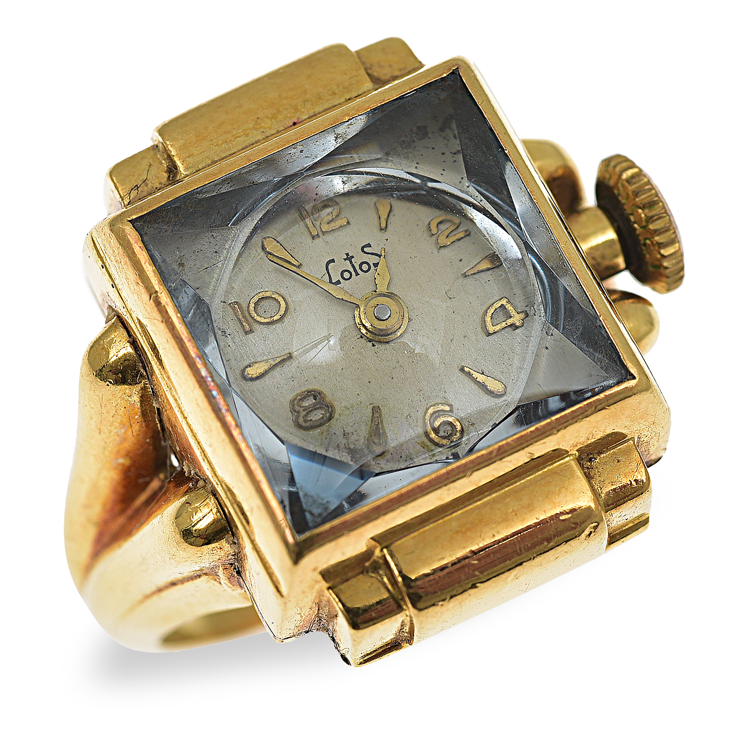 Appraisal: A LADIES LOTOS RETRO GOLD RING WATCH Manual wind movement