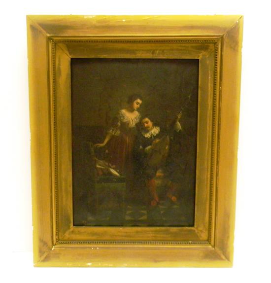 Appraisal: Continental oil on panel board probably Dutch circa interior scene