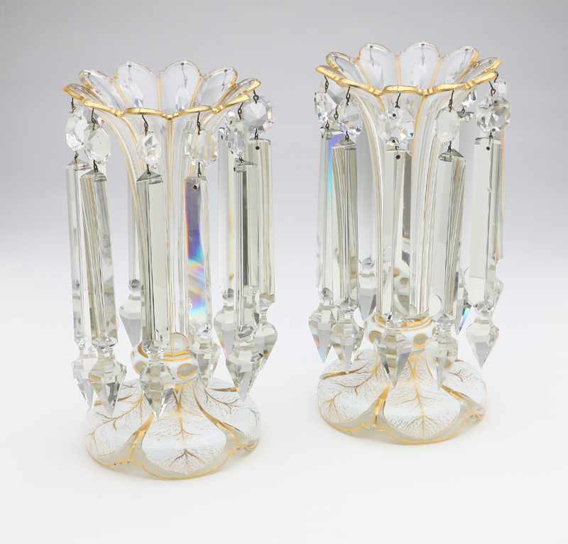 Appraisal: Late th century each of white glass cut back to