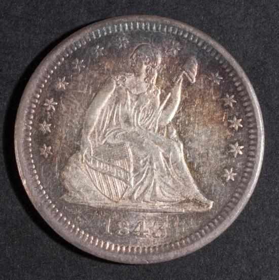 Appraisal: United States seated Liberty type silver quarter dollar -O AU-