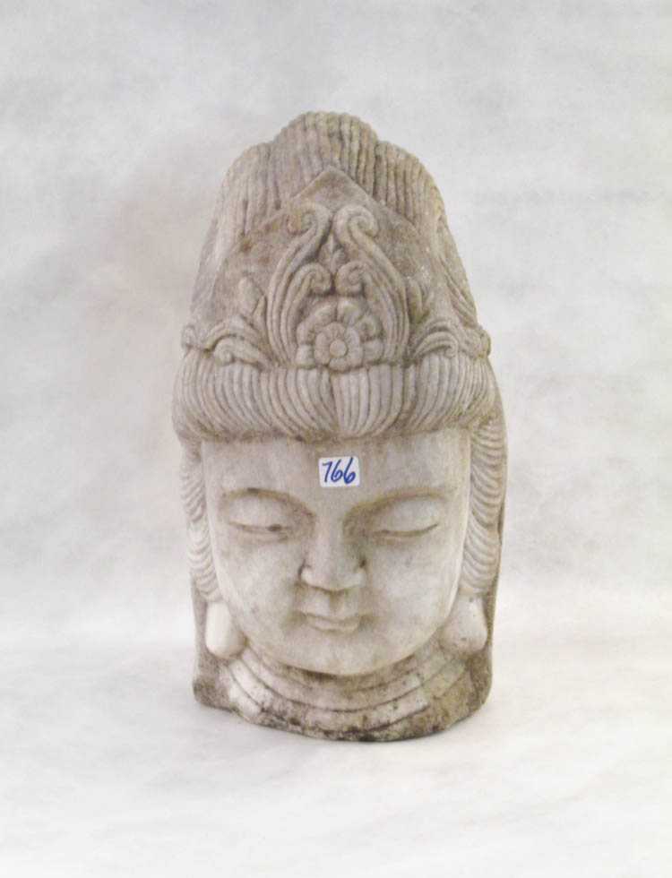 Appraisal: CHINESE CARVED MARBLE HEAD OF GUANYIN H