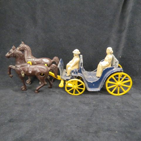 Appraisal: Cast Iron Toy Horse Carriage with driver rider