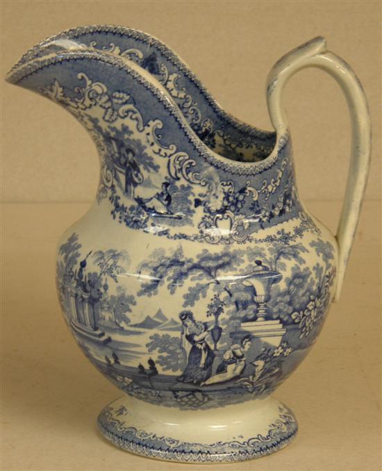 Appraisal: th Century English transfer printed blue and white jug decorated