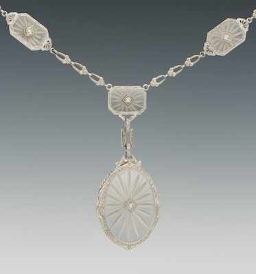 Appraisal: An Art Deco Gold and Camphor Glass Necklace k white