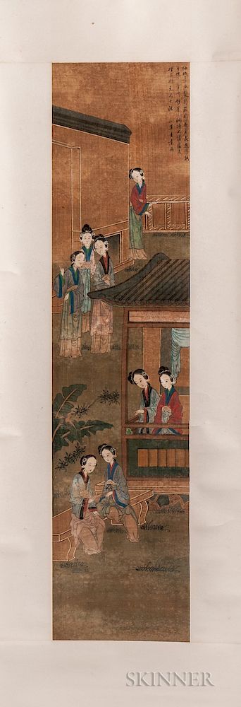 Appraisal: Hanging Scroll Depicting Ladies Hanging Scroll Depicting Ladies China possibly