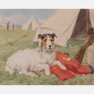 Appraisal: Charles Collins II - Terrier in a Military Camp Watercolor