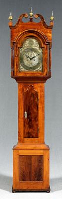 Appraisal: Federal tall case clock cherry and mahogany case with scrolled