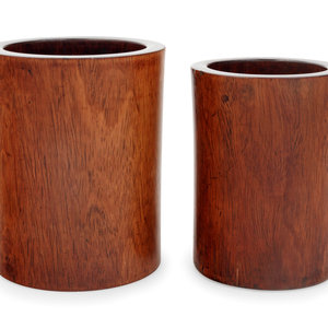 Appraisal: Two Chinese Hardwood Brush Pots Bitong each of cylindrical form