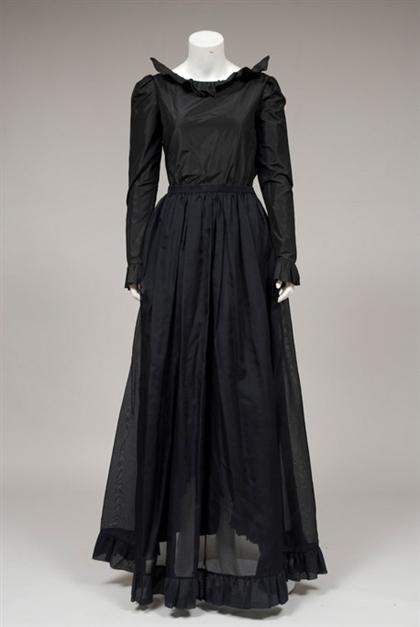 Appraisal: Bill Blass long black ruffled evening dress s Silk gown