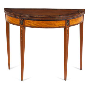 Appraisal: An Edwardian Painted Satinwood Flip-Top Game Table Circa Height x