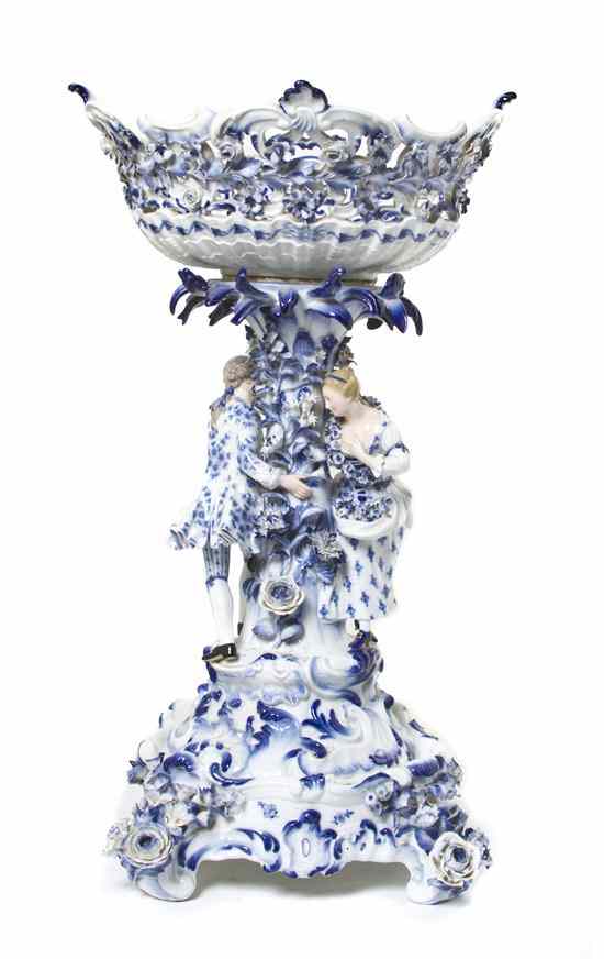 Appraisal: A Meissen Porcelain Figural Compote having a pierced floral basket